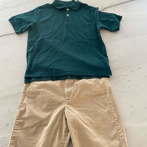 Hollister Dark Green top and Khaki  Shorts Set